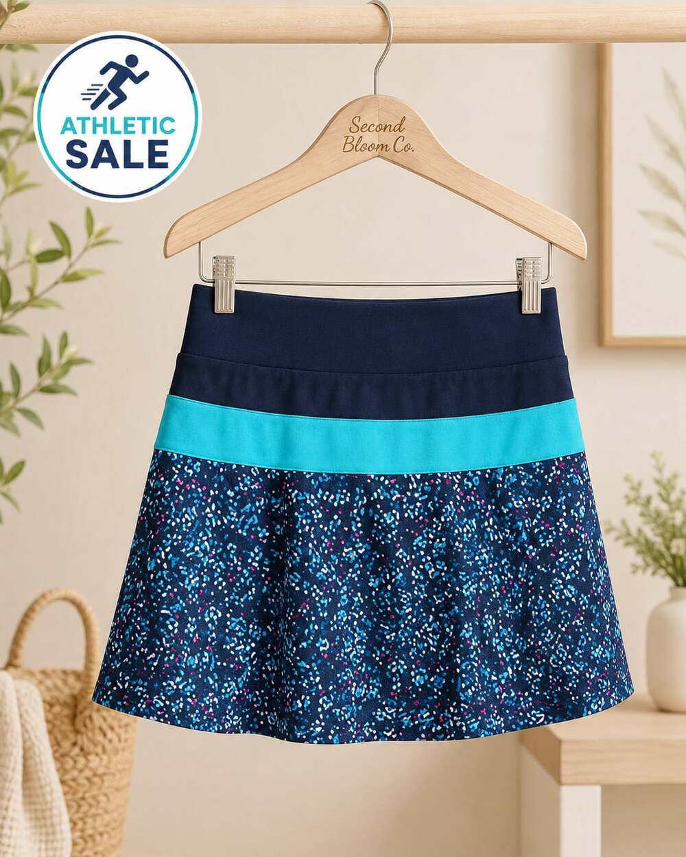 Kyodan Golf Women’s Size Medium Navy Turquoise Printed Athletic Skort B1G1
